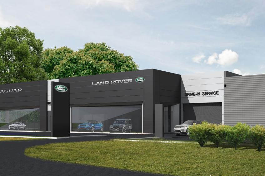 The begining of Jaguar Land Rover auto center construction works 